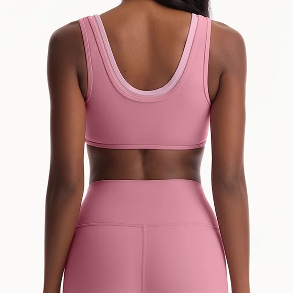 NEW Set Active Airluxe Breathe Layer Scoop Sports Bra Large L PINK Pilates yoga - Picture 2 of 6
